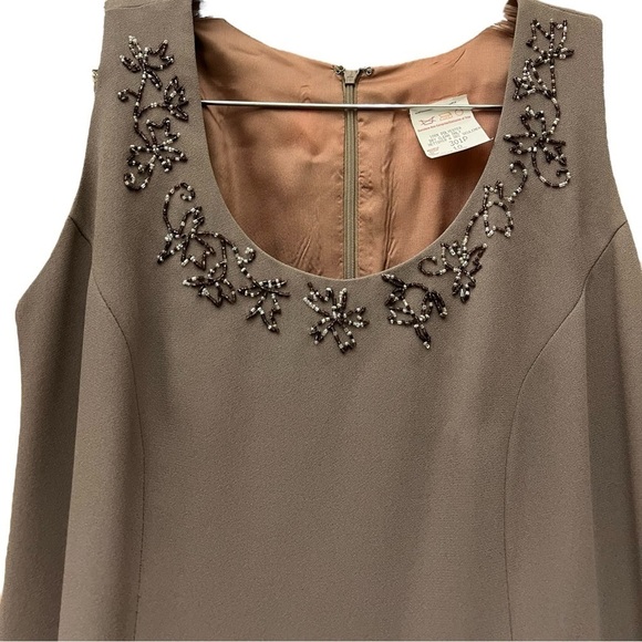 Beaded Tan Sleeveless Formal Vintage Maxi Dress Women’s Size 10 - Picture 2 of 4
